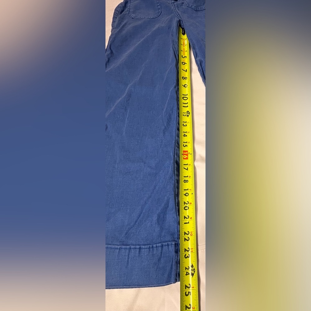 EVEREVE Blue Linen Blend Wide Leg Pants Size 25 Button Fly High Rise - Picture 8 of 8